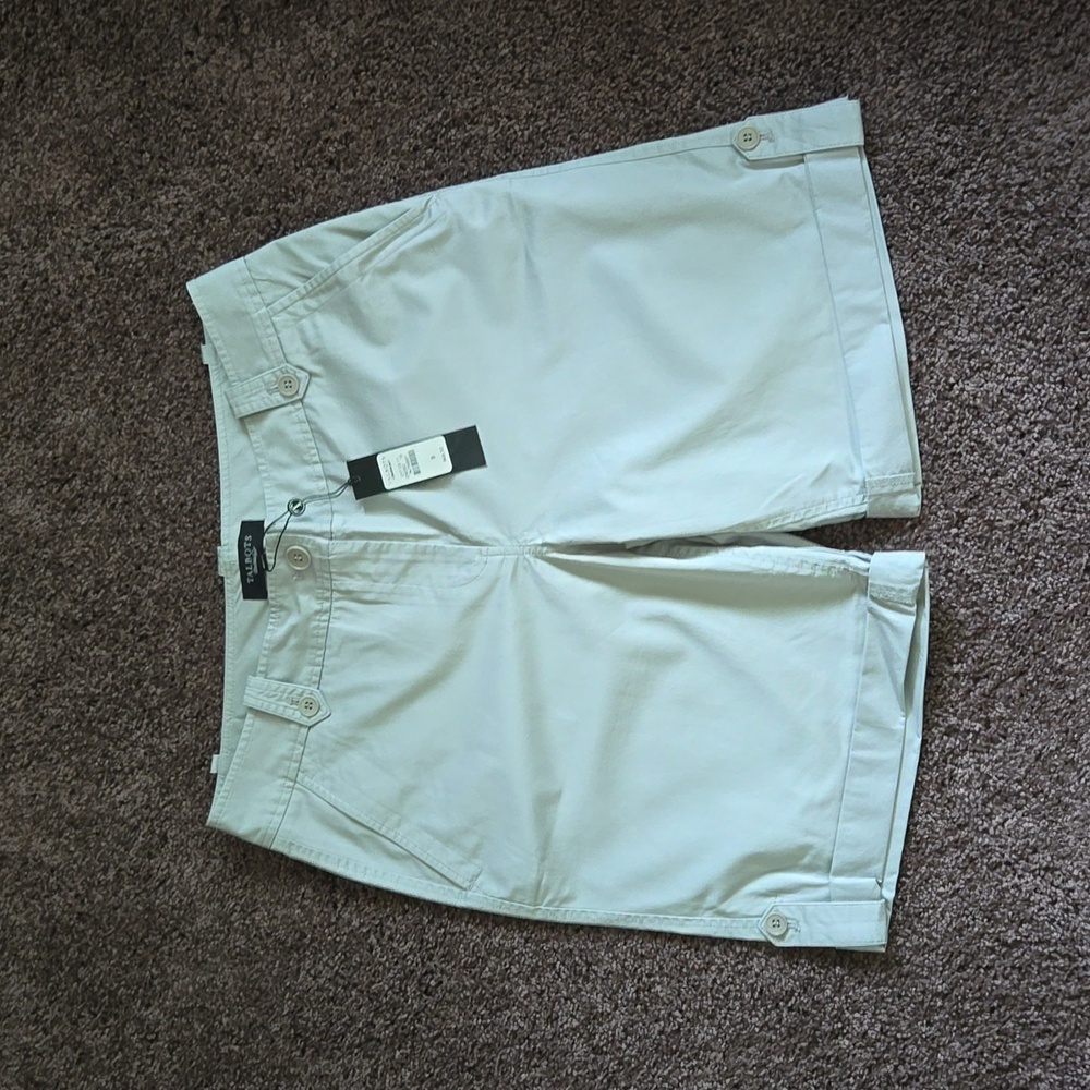 NEW Talbots Light Gray Bermuda Roll Tab Shorts 8